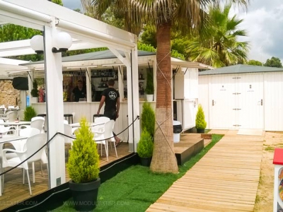 Aseo de madera Reno y pérgola Calonge