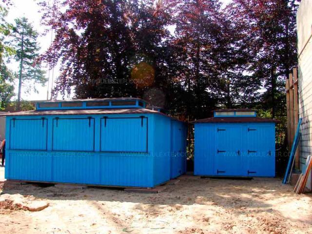 Chiringuito de madera Ibiza y aseo de madera Reno Holanda